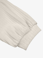 Solid Color Waffle Knit Long Sleeves Blouse