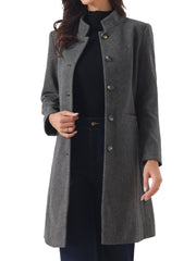 Stand Collar Single Breasted Mid-Long Overcoat