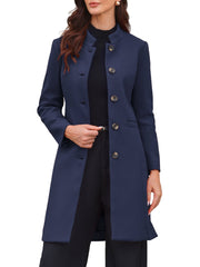 Stand Collar Single Breasted Mid-Long Overcoat