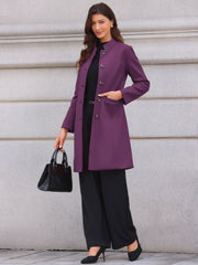 Stand Collar Single Breasted Mid-Long Overcoat