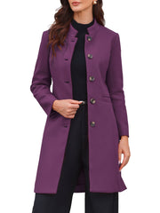 Stand Collar Single Breasted Mid-Long Overcoat