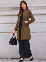 Stand Collar Single Breasted Mid-Long Overcoat