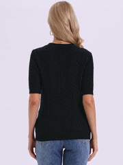 Short Sleeve Crew Neck Knit Casual Sweater Top