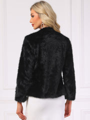 Faux Fur Long Sleeve Open Front Wedding Fluffy Coat