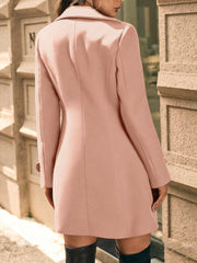 Notched Lapel Buttoned Decor Open Front Coat