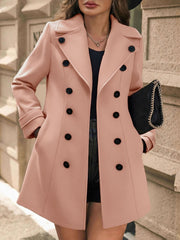 Notched Lapel Buttoned Decor Open Front Coat