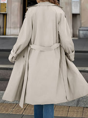 Double Breasted Fleece-Lined Belted Trench Coat