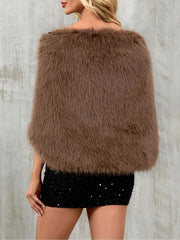 Women Faux Fur Evening Gown Shawl Cape