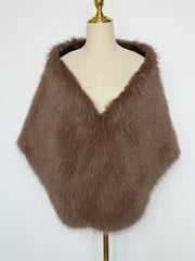 Women Faux Fur Evening Gown Shawl Cape
