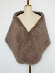Women Faux Fur Evening Gown Shawl Cape