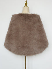 Women Faux Fur Evening Gown Shawl Cape