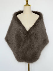 Women Faux Fur Evening Gown Shawl Cape