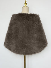 Women Faux Fur Evening Gown Shawl Cape