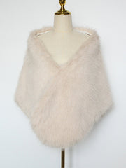 Women Faux Fur Evening Gown Shawl Cape