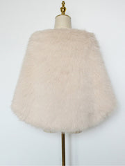 Women Faux Fur Evening Gown Shawl Cape