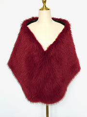 Women Faux Fur Evening Gown Shawl Cape