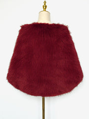 Women Faux Fur Evening Gown Shawl Cape