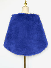 Women Faux Fur Evening Gown Shawl Cape