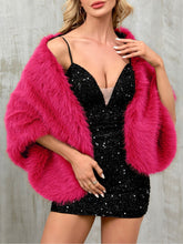 Women Faux Fur Evening Gown Shawl Cape