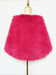 Women Faux Fur Evening Gown Shawl Cape