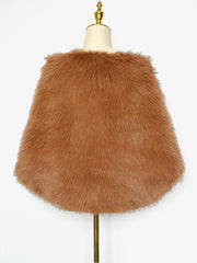 Women Faux Fur Evening Gown Shawl Cape