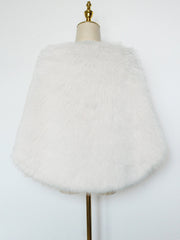 Women Faux Fur Evening Gown Shawl Cape