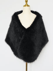Women Faux Fur Evening Gown Shawl Cape