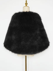 Women Faux Fur Evening Gown Shawl Cape