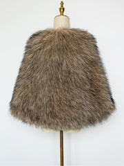 Women Faux Fur Evening Gown Shawl Cape