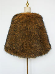 Women Faux Fur Evening Gown Shawl Cape