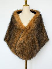 Women Faux Fur Evening Gown Shawl Cape