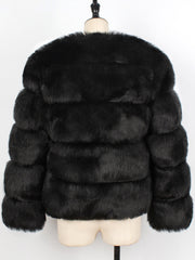 Casual Long Sleeves Solid Color Faux Fur Coat