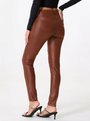 Faux Leather High Waist Stretch Slim Fit Motorcycle Legging Pants
