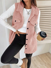 Faux Shearling Button Down Sleeveless Vest