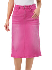 Casual Denim High Waist Stretchy Midi Pencil Jean Skirt