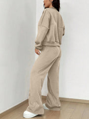 2 Pieces Long Sleeves Jacket & Elastic Waist Sweatpants Set