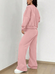 2 Pieces Long Sleeves Jacket & Elastic Waist Sweatpants Set
