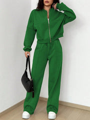 2 Pieces Long Sleeves Jacket & Elastic Waist Sweatpants Set