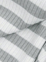 2 Pieces Square Neck Striped Cropped Top & Sweatpants Set