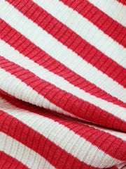 2 Pieces Square Neck Striped Cropped Top & Sweatpants Set