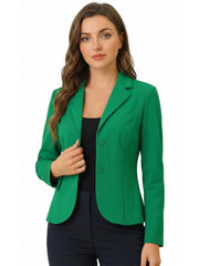 Notched Lapel Collar Stretch Work Office Workwear Jacket Blazer