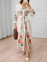 Floral Print Long Sleeve Maxi Casual Shirt Dress