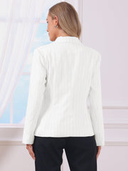 Notched Lapel One Button Long Sleeve Work Office Striped Blazer
