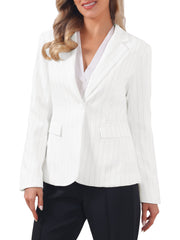 Notched Lapel One Button Long Sleeve Work Office Striped Blazer