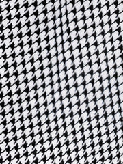 Houndstooth Patchwork Mock Neck A-Line Midi Dress