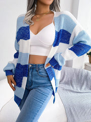 Colorblock Striped Long Sleeve Casual Cardigan