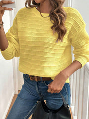 Crew Neck Long Sleeves Back Bow Casual Sweater