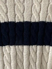 V Neck Striped Colorblock Cable Knit Sweater