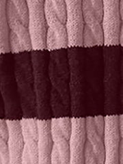 V Neck Striped Colorblock Cable Knit Sweater
