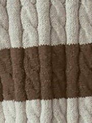 V Neck Striped Colorblock Cable Knit Sweater